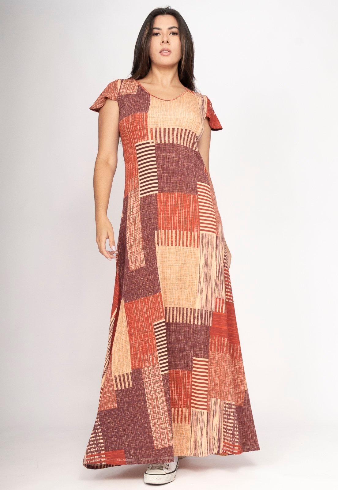 Imagem principal Vestido Amazonia Vital Amanara Longo Malha Tramas do Sol Amazonia Vital estampado