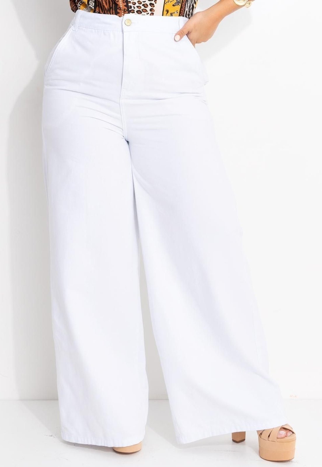 Imagem principal Calça Pantalona Com Bolsos Quintess branco