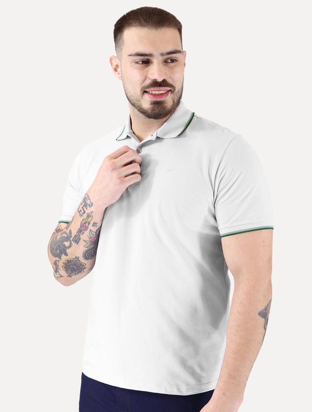 Imagem principal Polo Ellus Masculina Piquet Classic Easa Friso Green Cinza Ellus cinza green