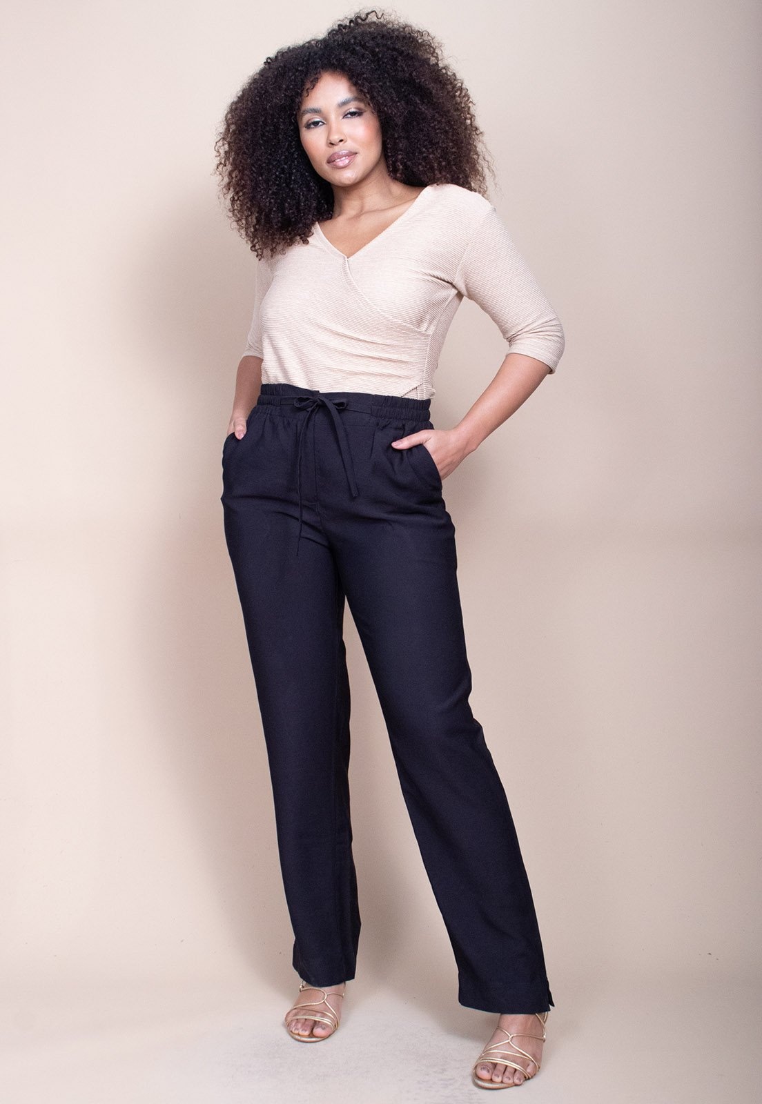 Imagem principal Calça Cabanafree Pantalona Linho com Viscose Preta Cabanafree preto