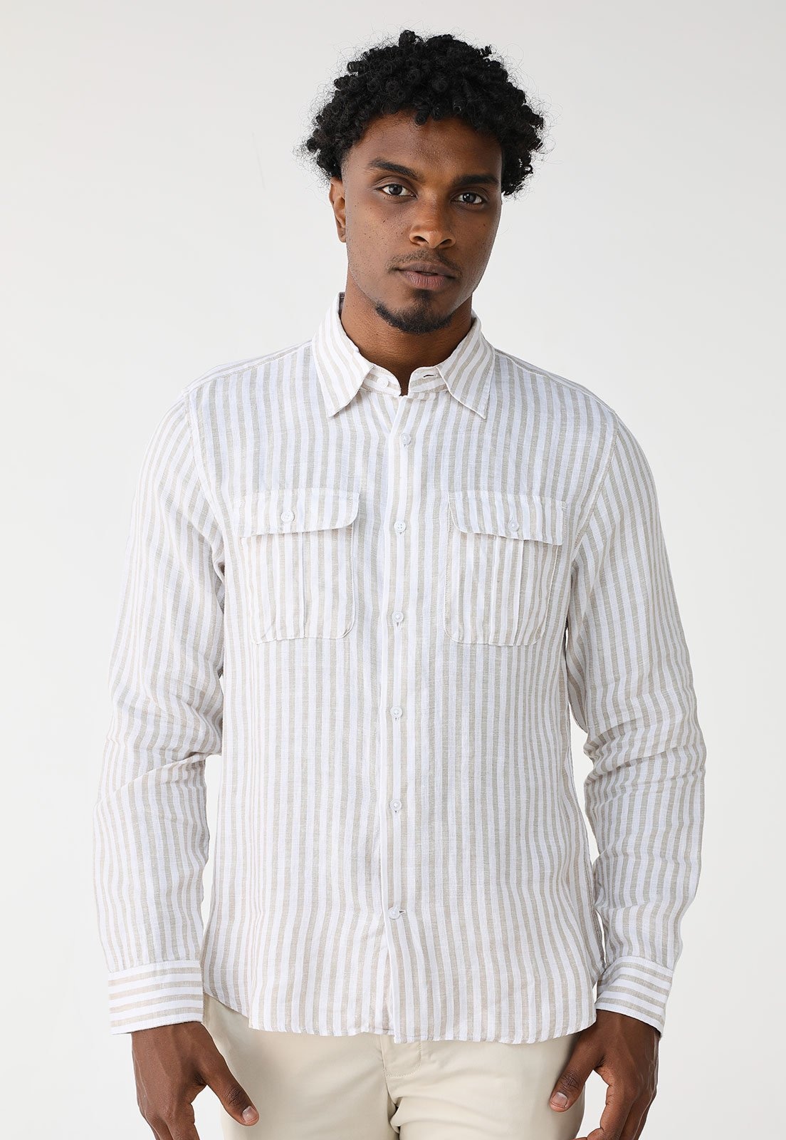 Imagem principal Camisa Linho GAP Reta Listrada Branca GAP branco