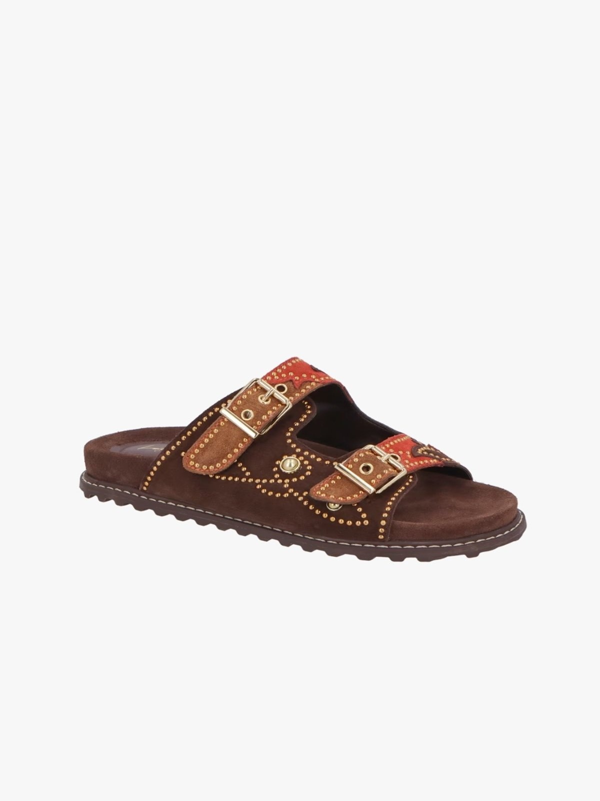 Imagem principal Papete Luiza Barcelos Em Camurça Com Fivelas E Aplicações Luiza Barcelos café