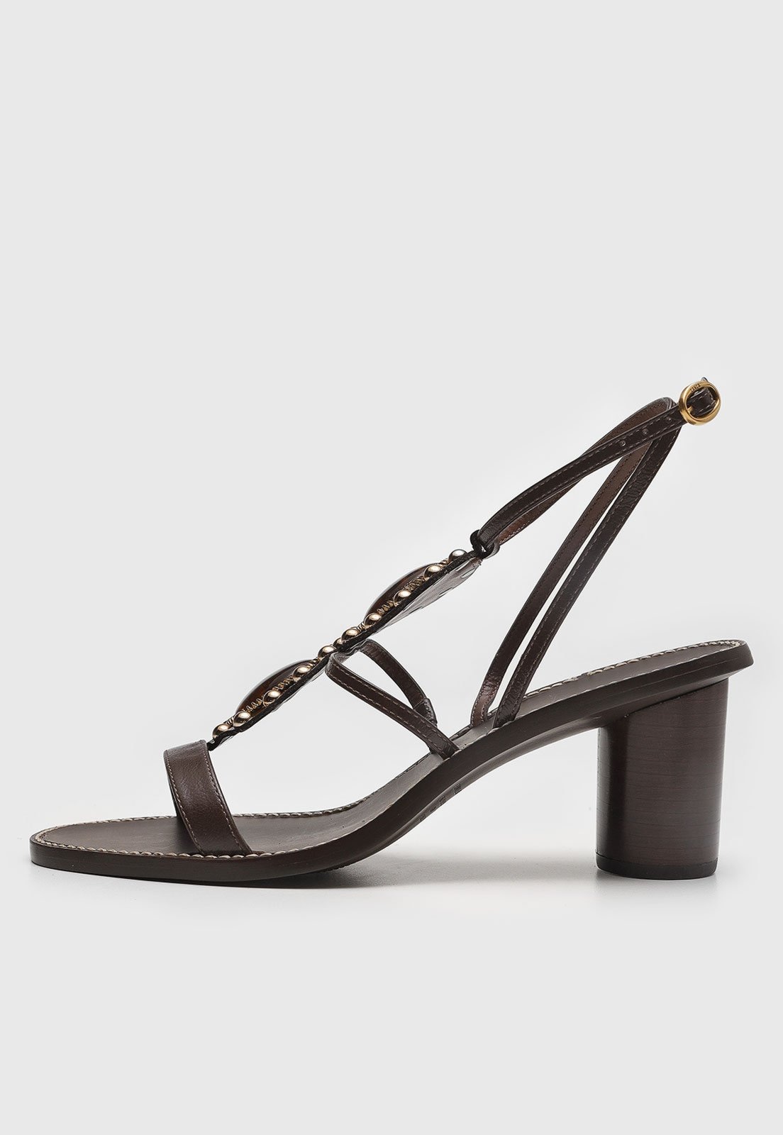 Imagem principal Sandália Feminina Lança Perfume Salto Bloco Pedrarias Lança Perfume marrom