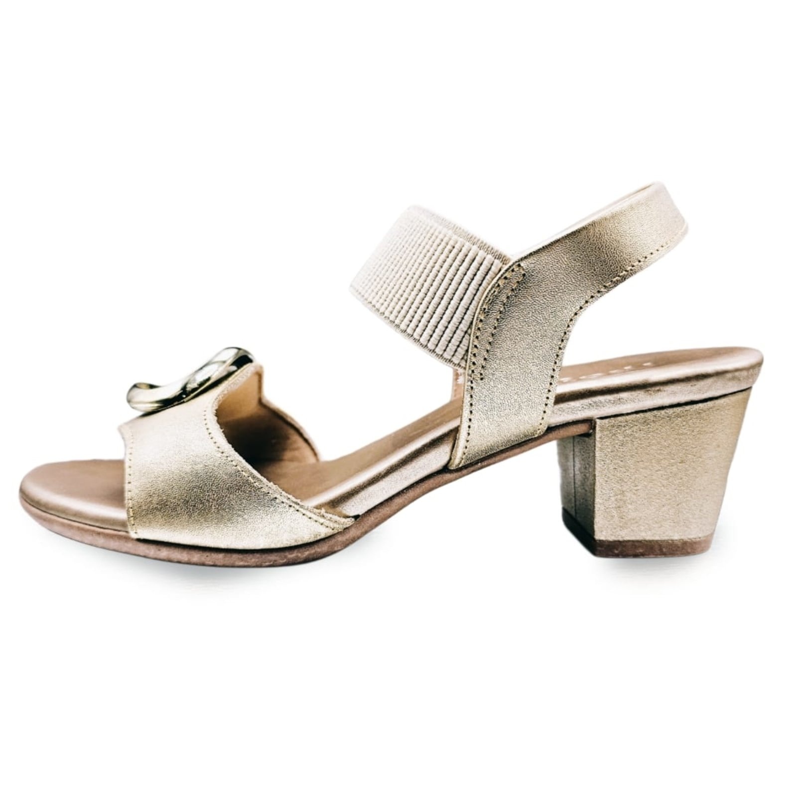Imagem principal Sandália Usaflex Salto Bloco Médio com Ajuste Elástico Usaflex dourado