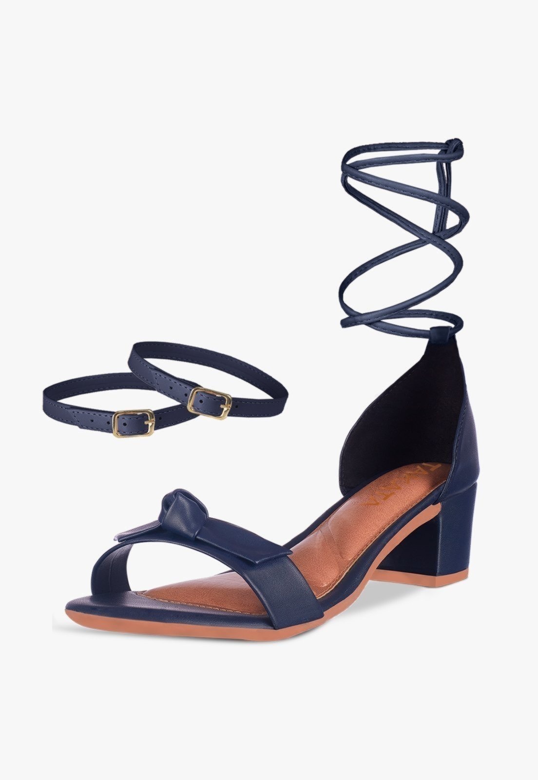 Imagem principal Sandália Feminina Salto Quadrado Grosso Bloco Baixo Tira Laço Nó Marinho TAKATA BY RAFAEL TAKATA azul marinho