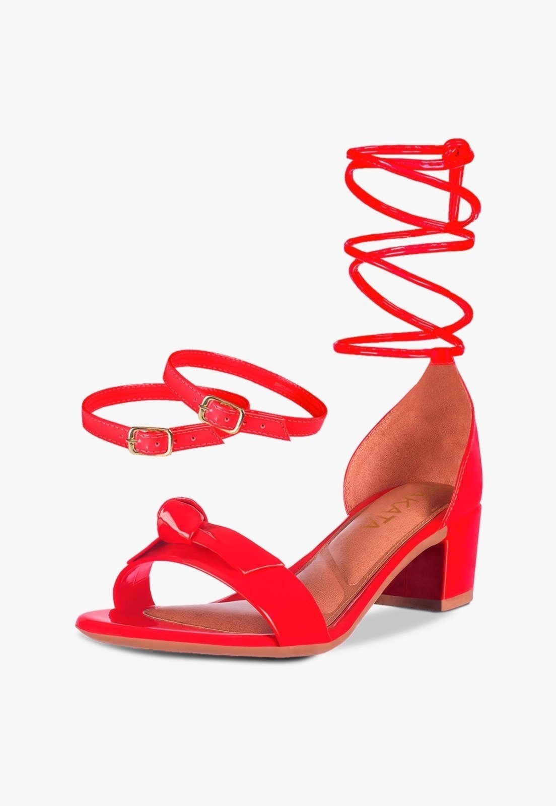 Imagem principal Sandália Feminina Salto Quadrado Bloco Baixo Tira Laço Nó Verniz TAKATA BY RAFAEL TAKATA vermelho