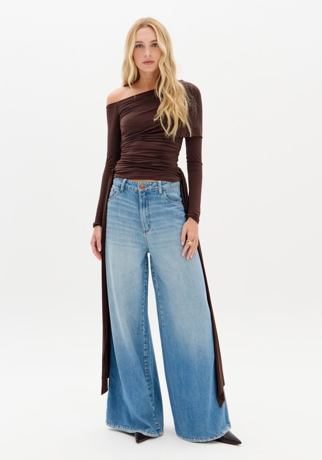 Imagem principal Calça Jeans Palazzo Cintura Média My Favorite Things azul