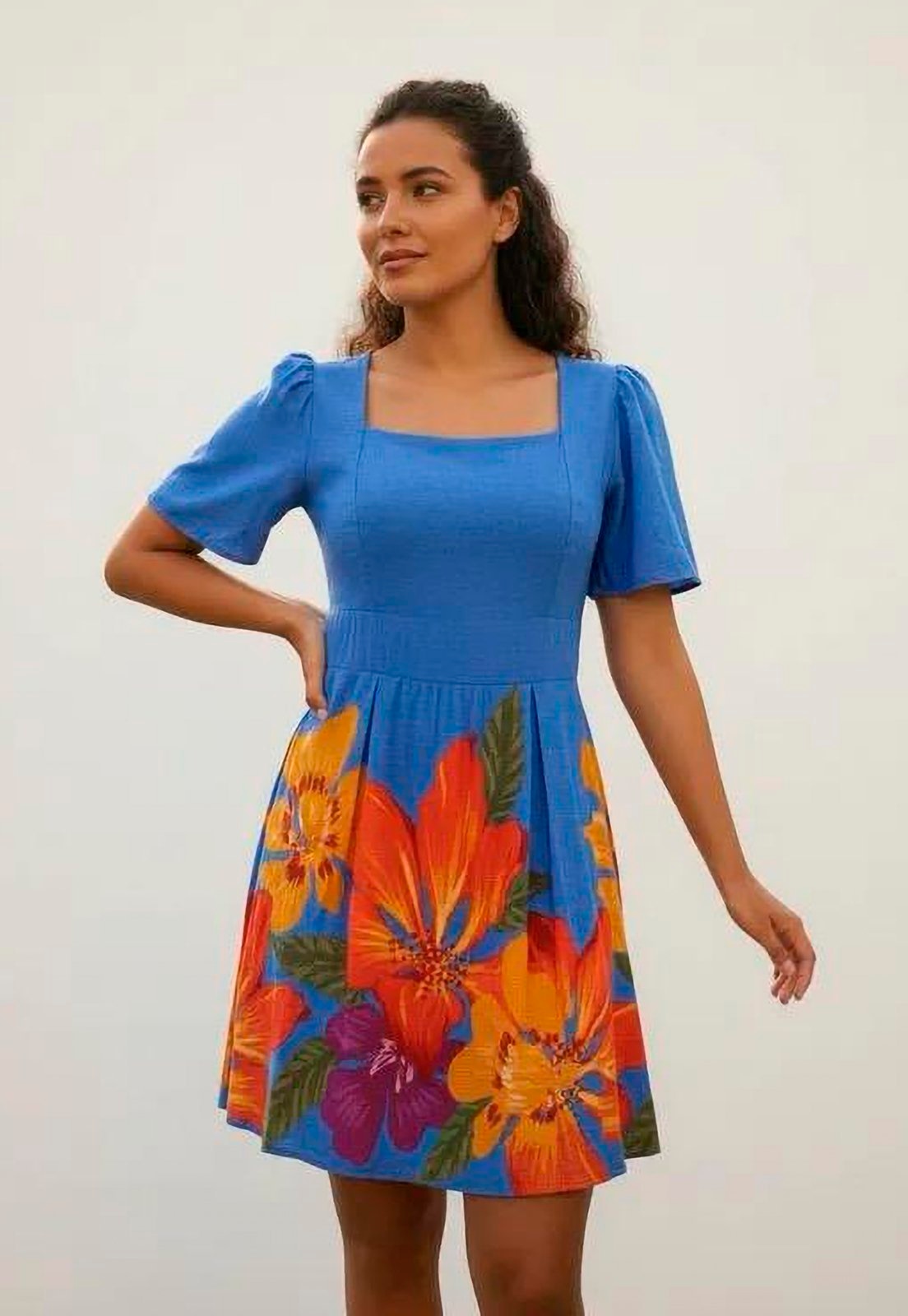 Imagem principal Vestido Amazonia Vital Curto Brisa Verão Azul Amazonia Vital estampado azul