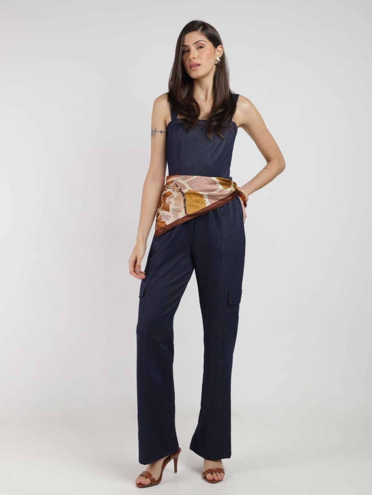 Imagem principal Macacão Malha Jeans Cargo Autentique Feminina MARINHO Autentique azul