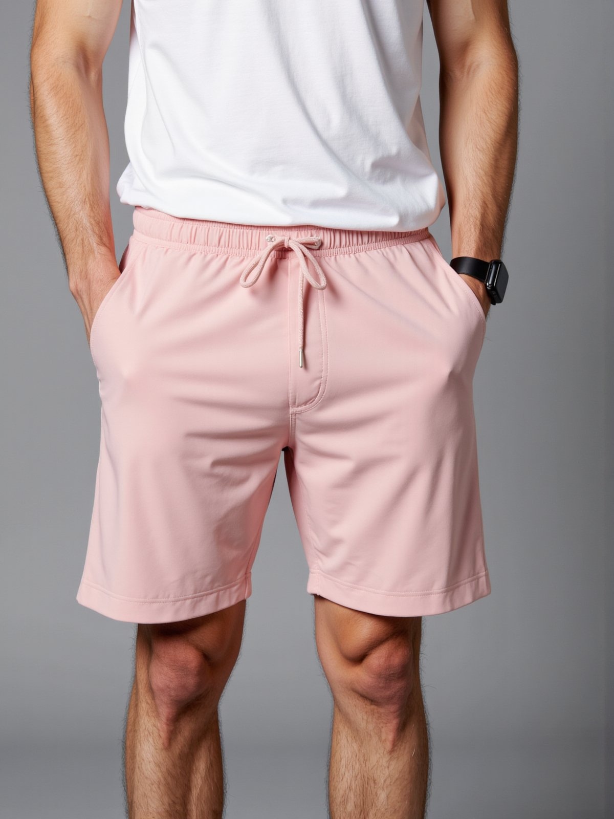 Imagem principal Shorts com Zíper nos Bolsos Bermuda D'água de Tactel com Elastano Surf Treino Praia Debex rosa