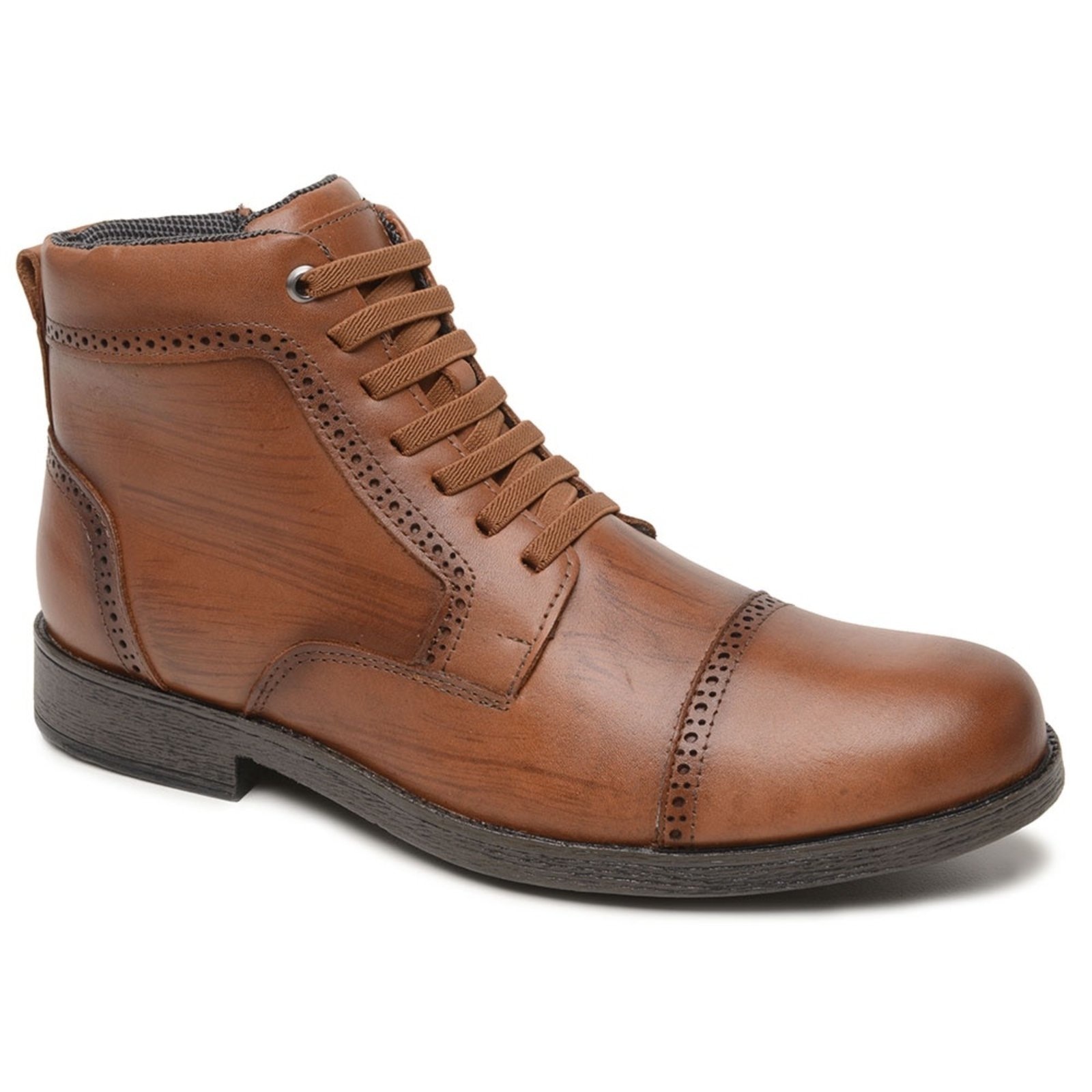 Imagem principal Bota Masculina Coturno Couro Estiloso Elegante Ziper Lateral Whisky super shoes marrom
