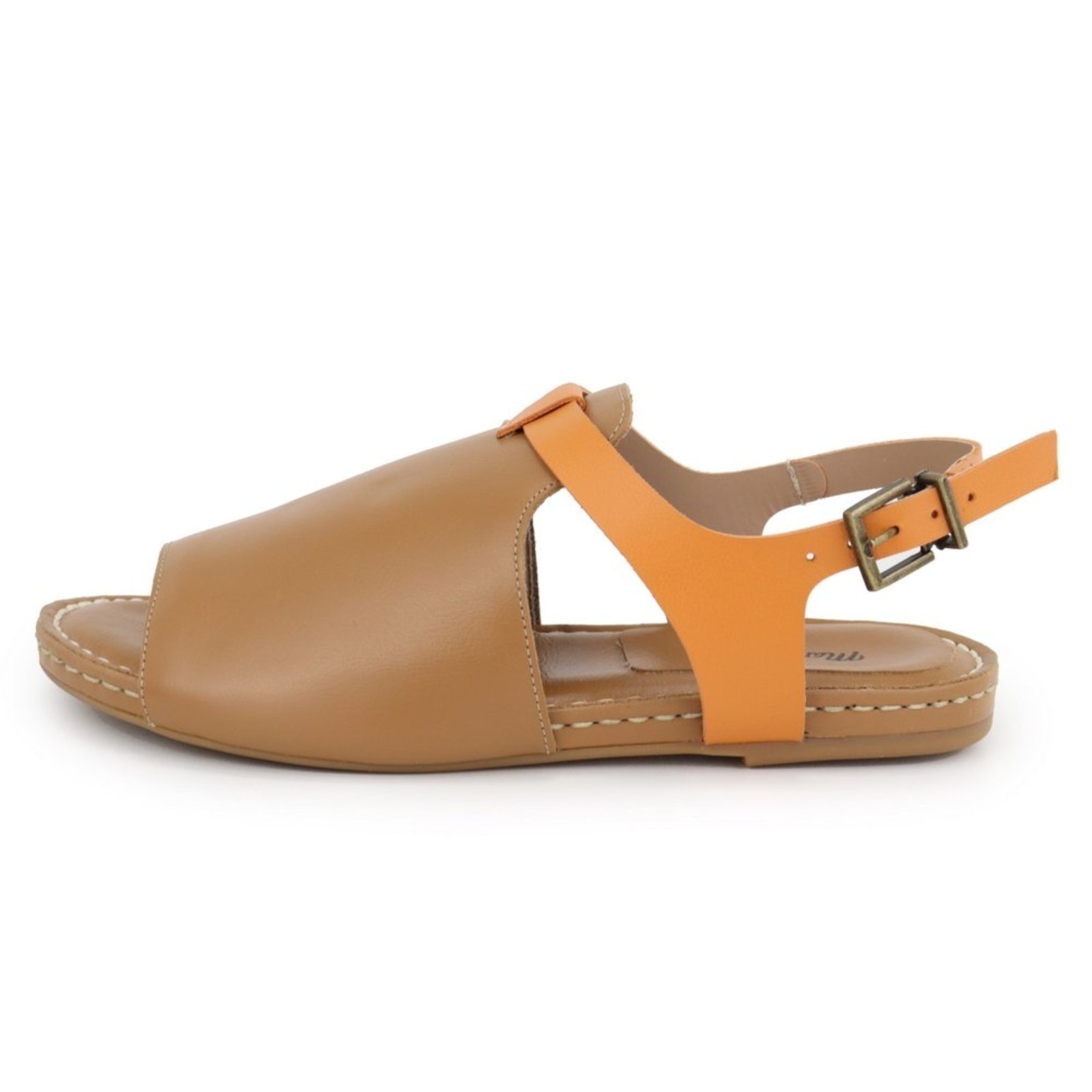 Imagem principal Sandália Rasteira Palmilha Extra Conforto em Couro Maria Paula Aperol MARIA PAULA caramelo