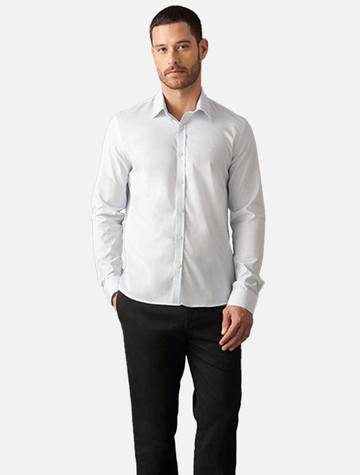 Imagem principal Camisa Calvin Klein Masculina Slim Fit Tricoline Claro Calvin Klein azul
