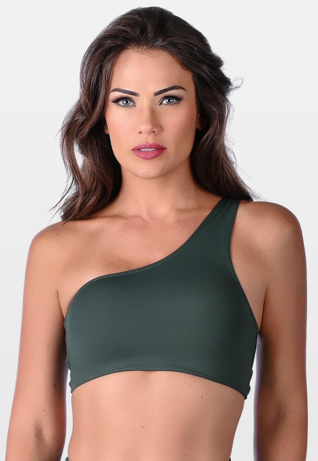 Imagem principal Top Cropped Summer Soul Sem Bojo Um Ombro Só Escuro Summer Soul verde