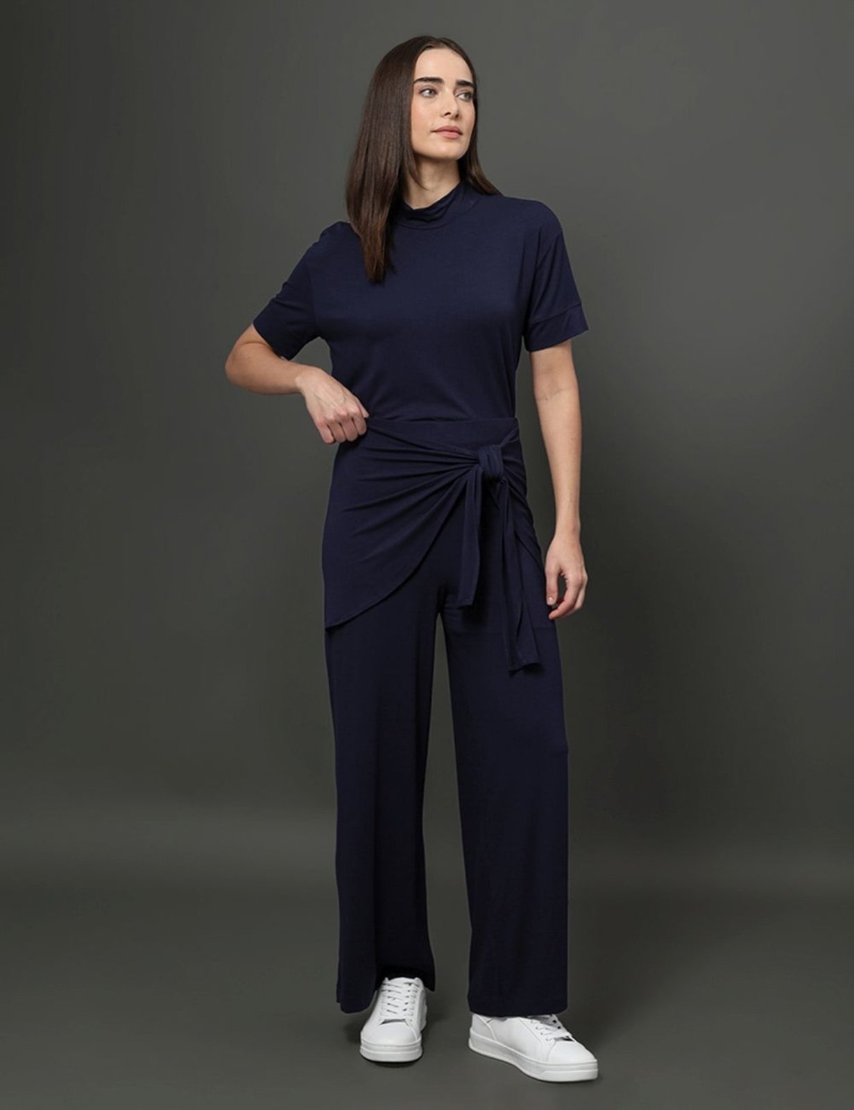 Imagem principal Calça Feminina Malha Com Amarração Calvin Klein - Marinho Calvin Klein Jeans azul marinho