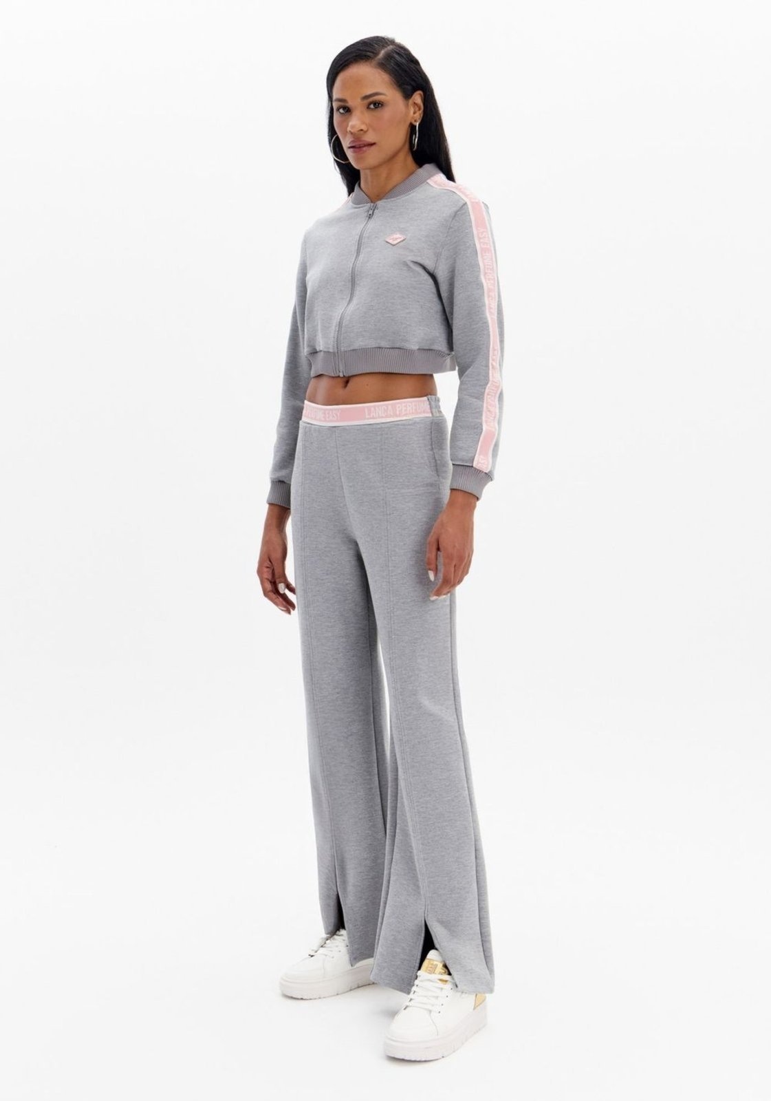 Imagem principal Calça Reta De Cintura Média Com Gorgurão Sport Easy cinza