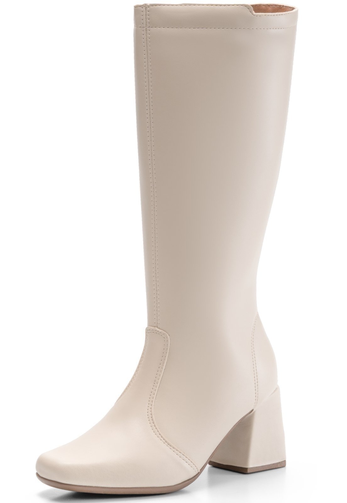 Imagem principal Bota Feminina Lumiss Salto Alto Grosso Cano Alto Bico Quadrado Off White LUMISS off-white white