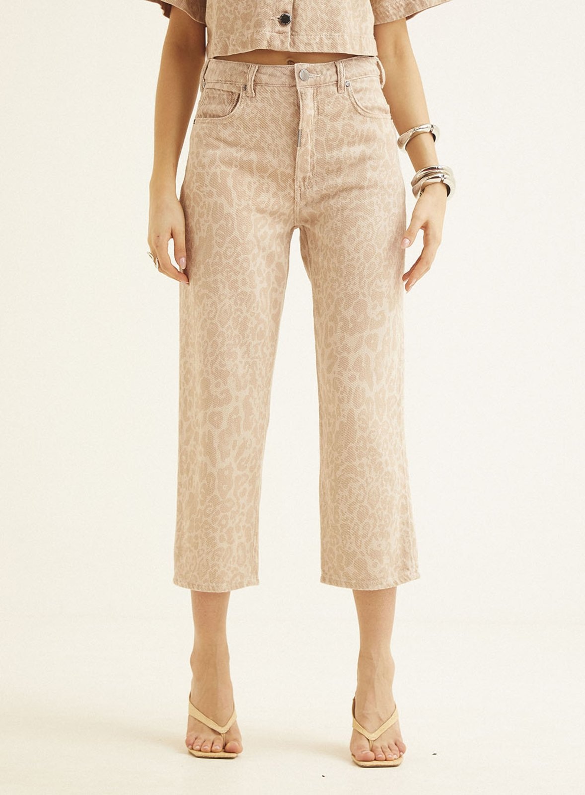 Imagem principal Calça Sarja Feminina Over Estampada Triton Solar Feline Triton bege