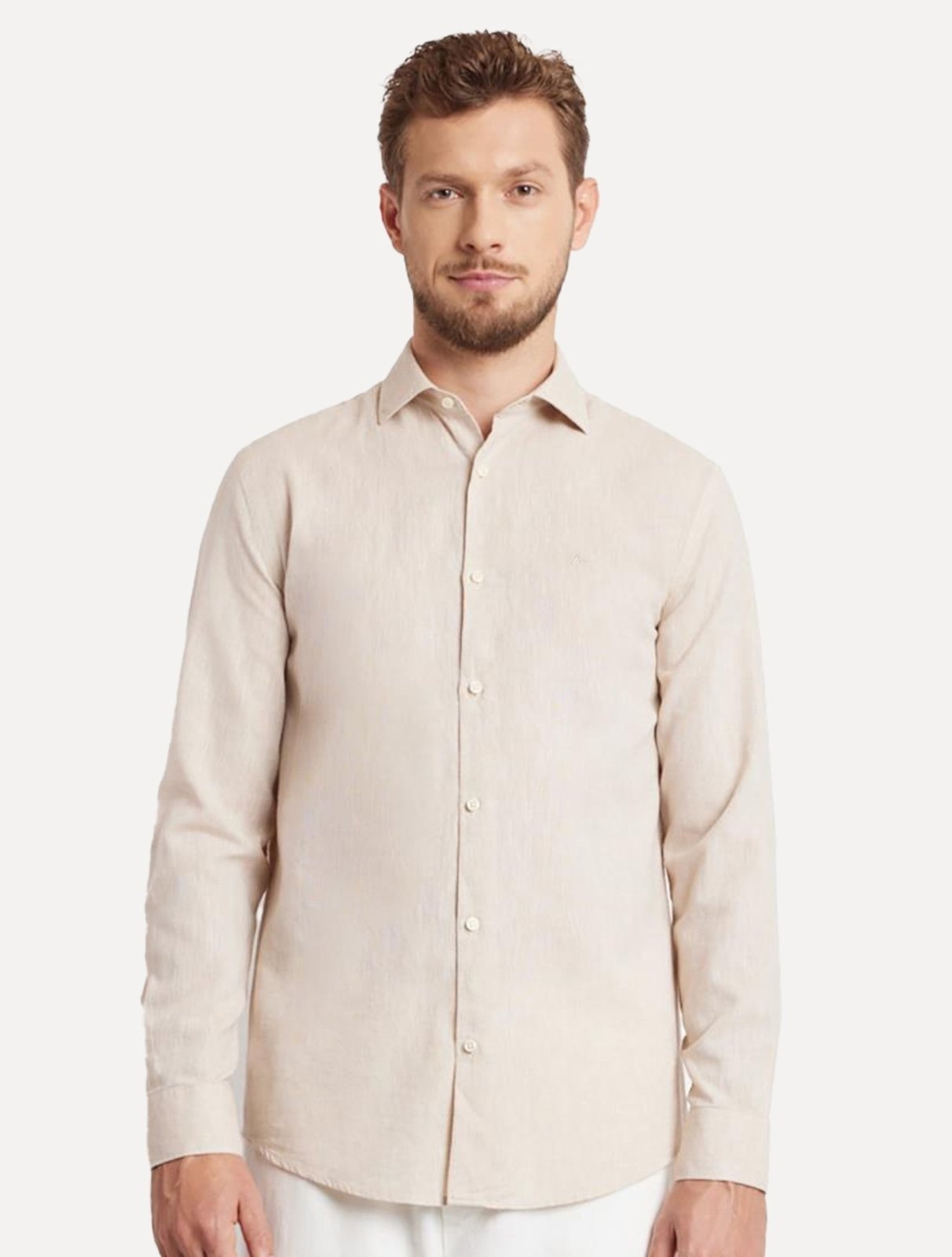 Imagem principal Camisa Aramis Masculina Slim Linho Algodão Areia Mescla Aramis bege
