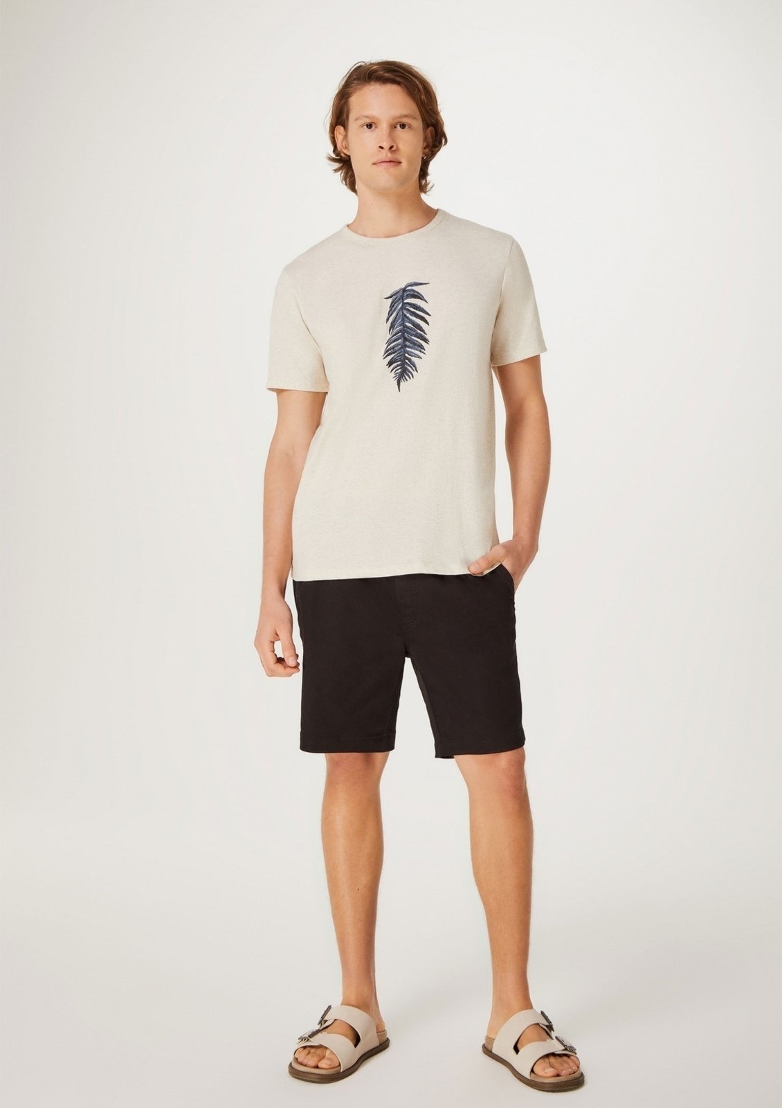 Imagem principal Bermuda Básica Masculina Jogger Em Sarja Moletom Hering preto