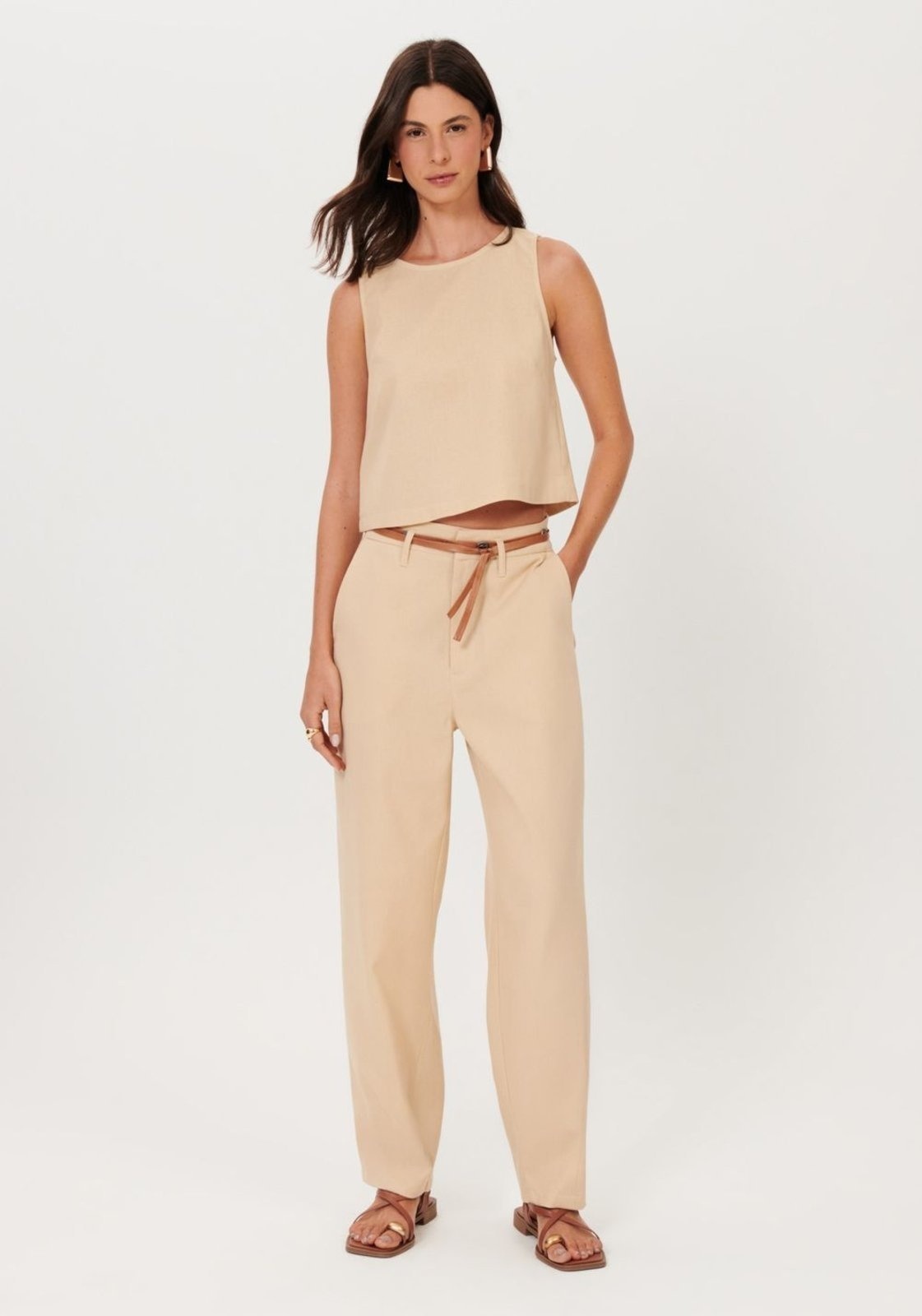 Imagem principal Calça Balloon Com Linho My Favorite Things bege