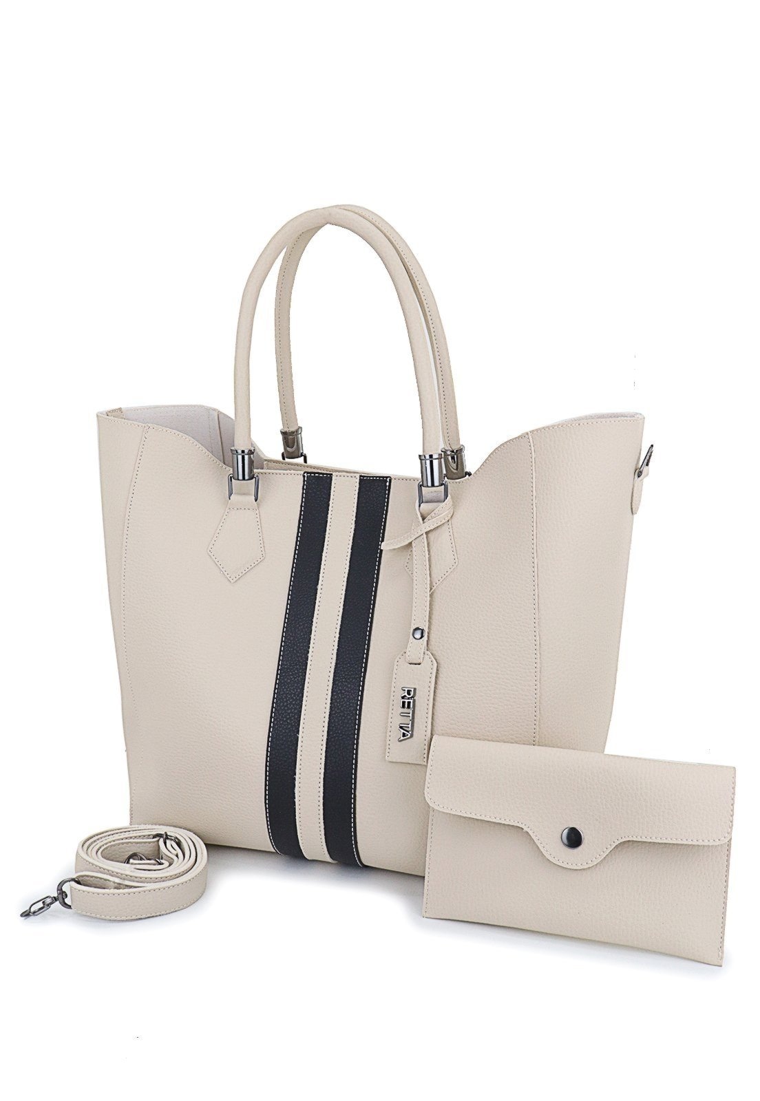 Imagem principal Bolsa Feminina Saco Transversal e de Mão Retta Oficial Marfim e Preto Retta Oficial off-white