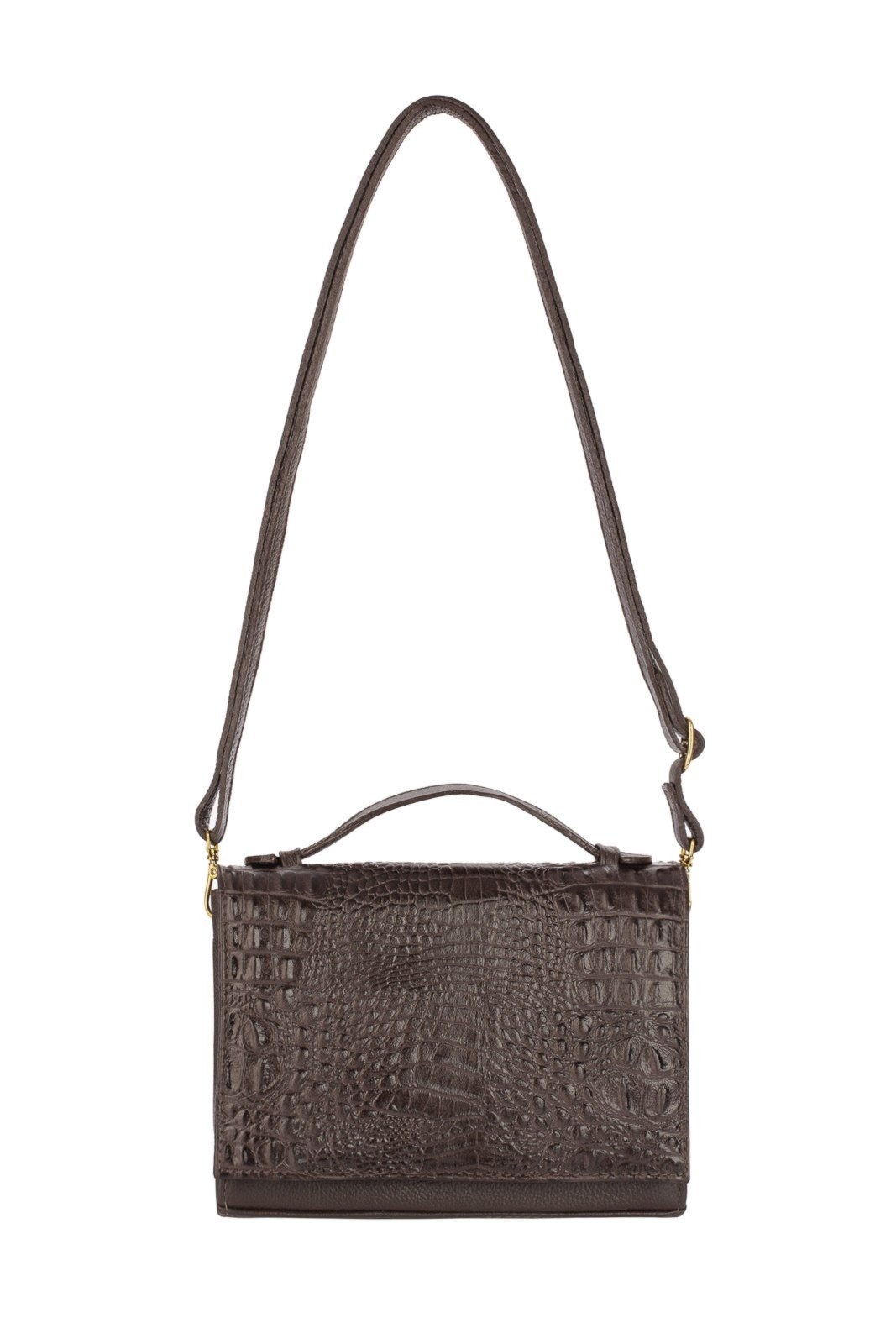 Imagem principal Bolsa pequena transversal de couro croco Deise - Café Andrea Vinci vermelho