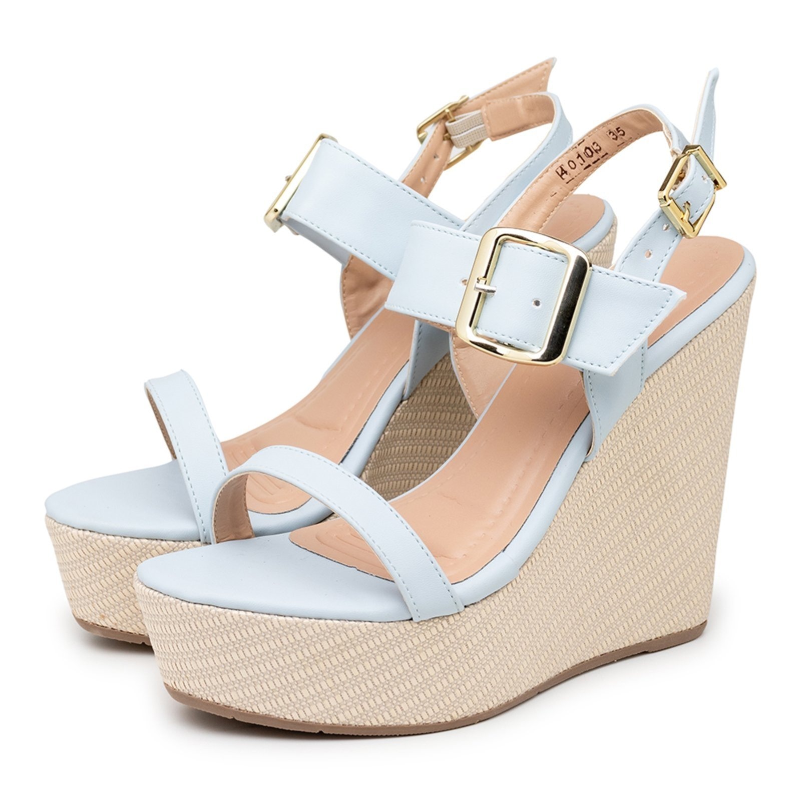 Imagem principal Sandália Anabela Feminina Plataforma Fivela 40104 Claro Flor da Pele azul