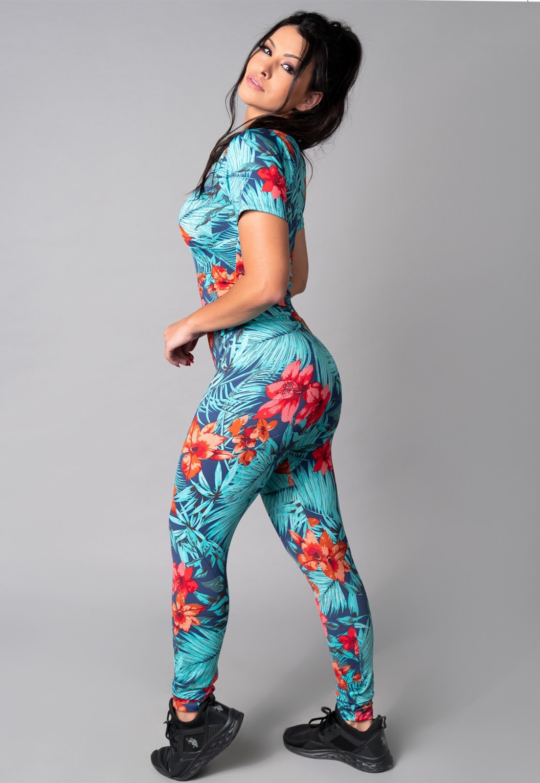 Imagem principal Macacão Longo MVB Modas Manga Curta Fitness Suplex Amazônia Mvb Modas azul/estampado/multicolorido/verde