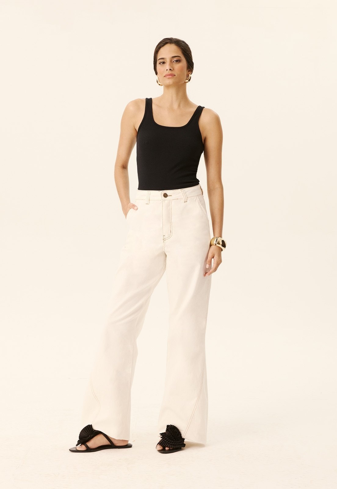 Imagem principal Calça Flare Sarja Lisa CaCay off-white