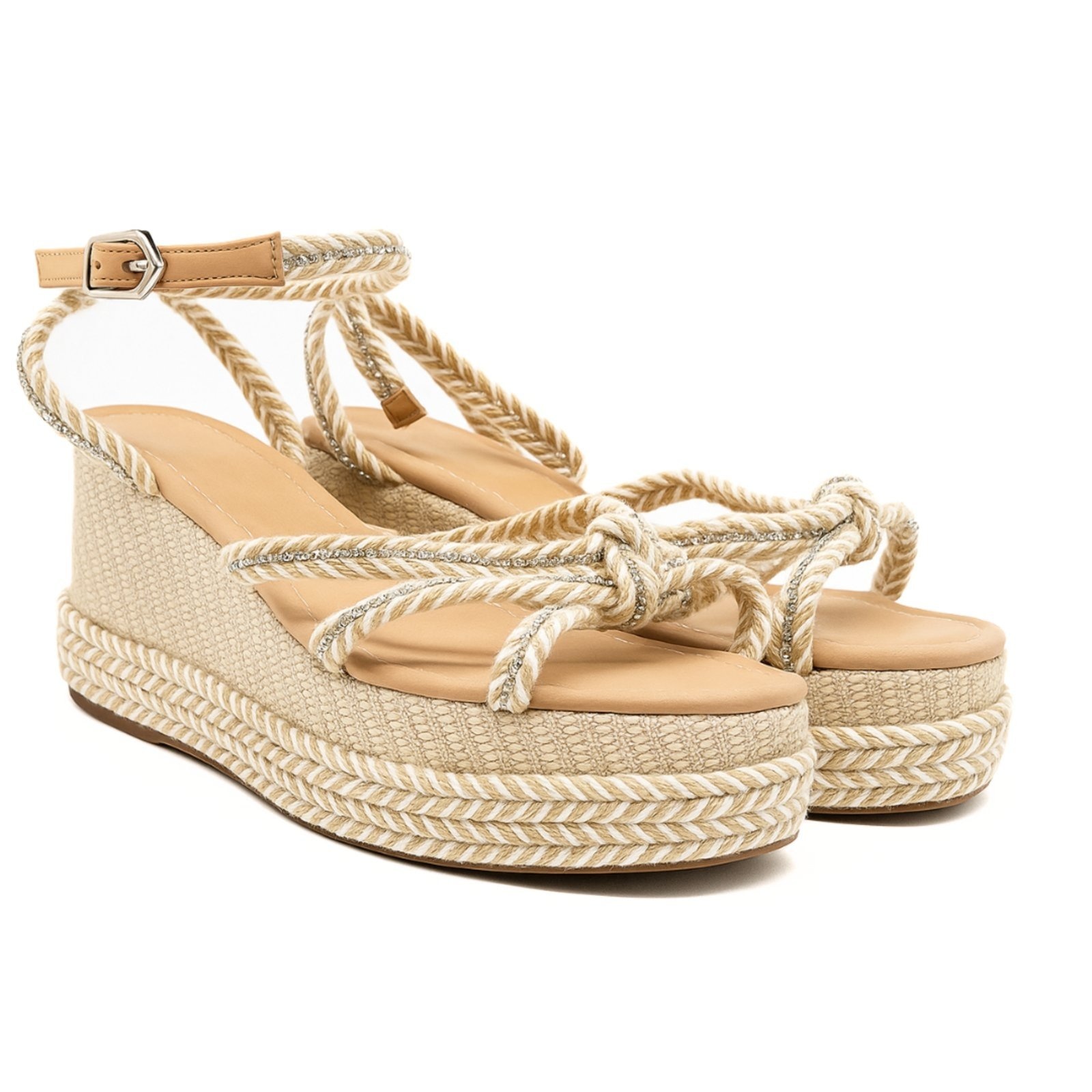 Imagem principal Sandália Feminina Anabela Plataforma Flor da Pele 170421 Rafia Natural Flor da Pele bege natural