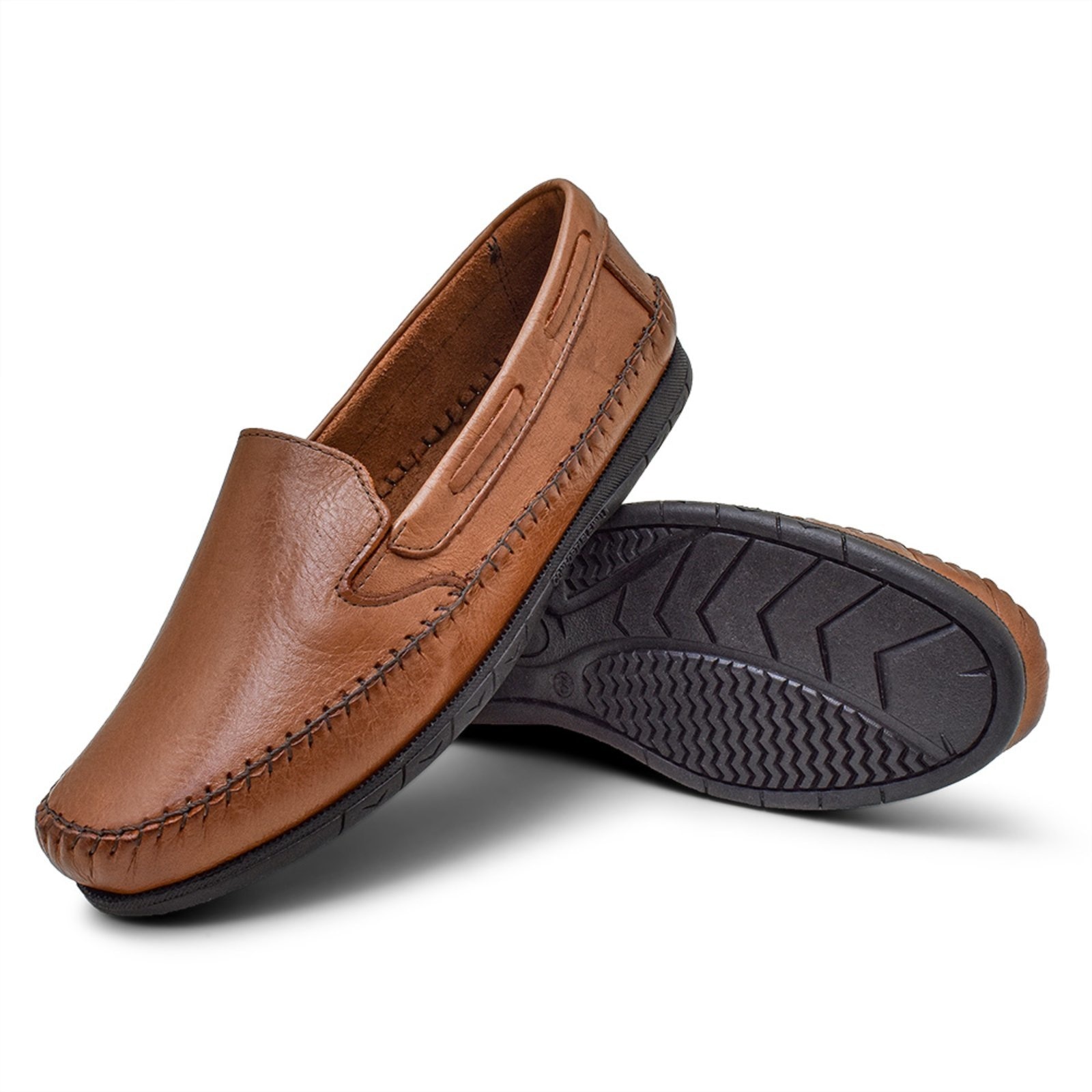 Imagem principal Sapatilha Mocassim Masculina Couro Marrom Claro Footworks caramelo