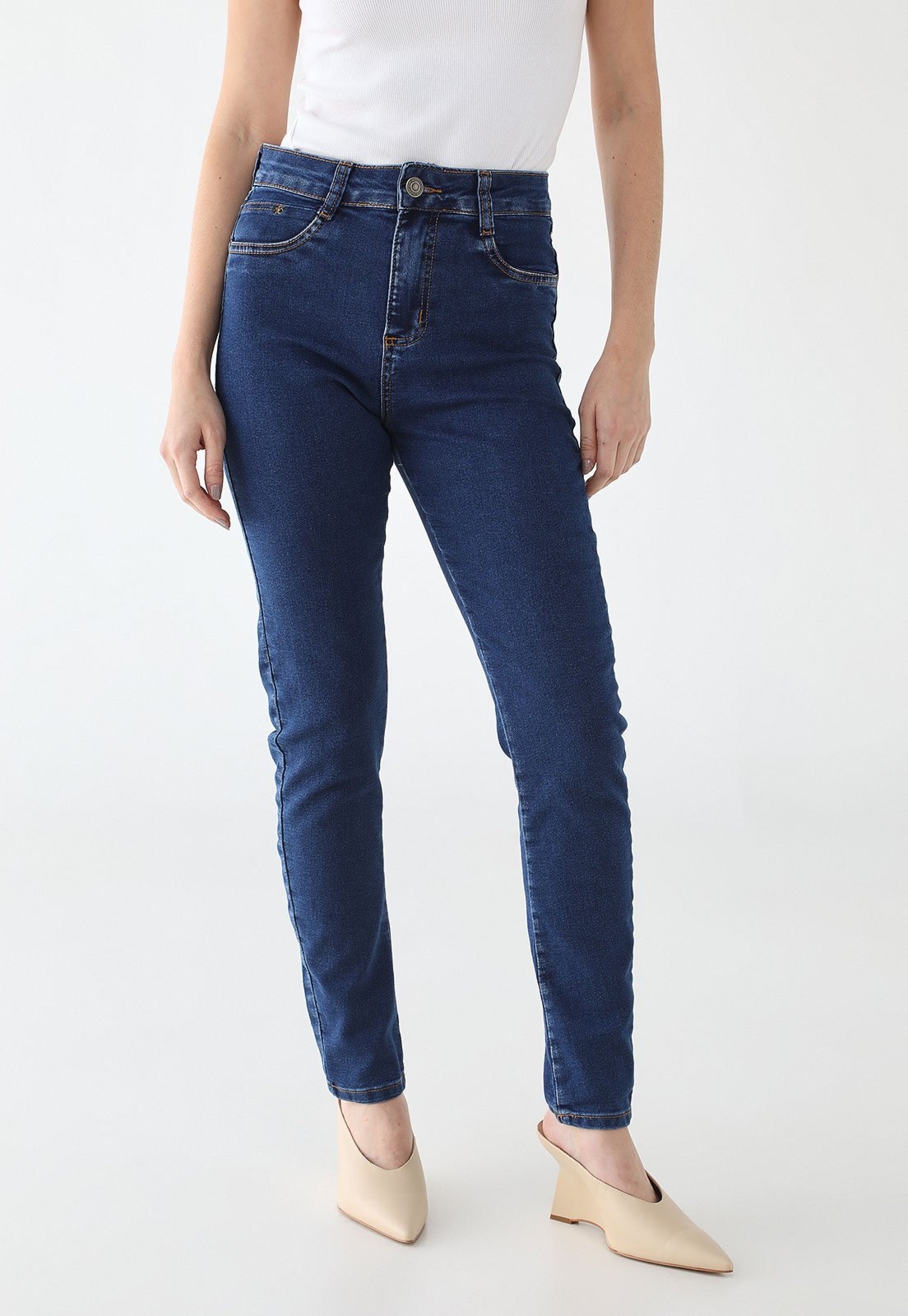 Imagem principal Calça Jeans Feminina Sawary Skinny Cintura Alta Azul Índigo Sawary azul marinho