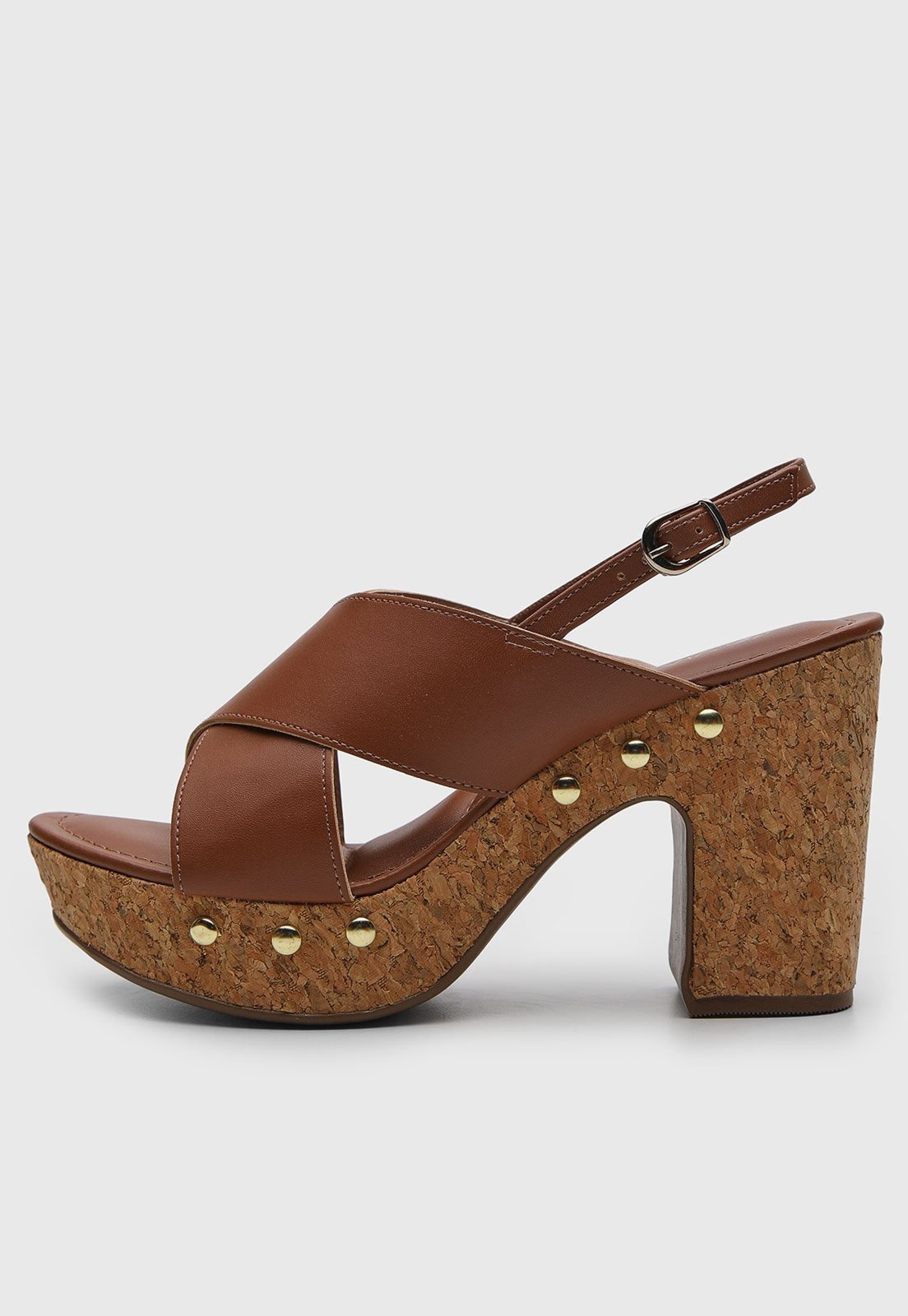 Imagem principal Sandália Feminina VIA UNO Salto Bloco Tachas VIA UNO marrom