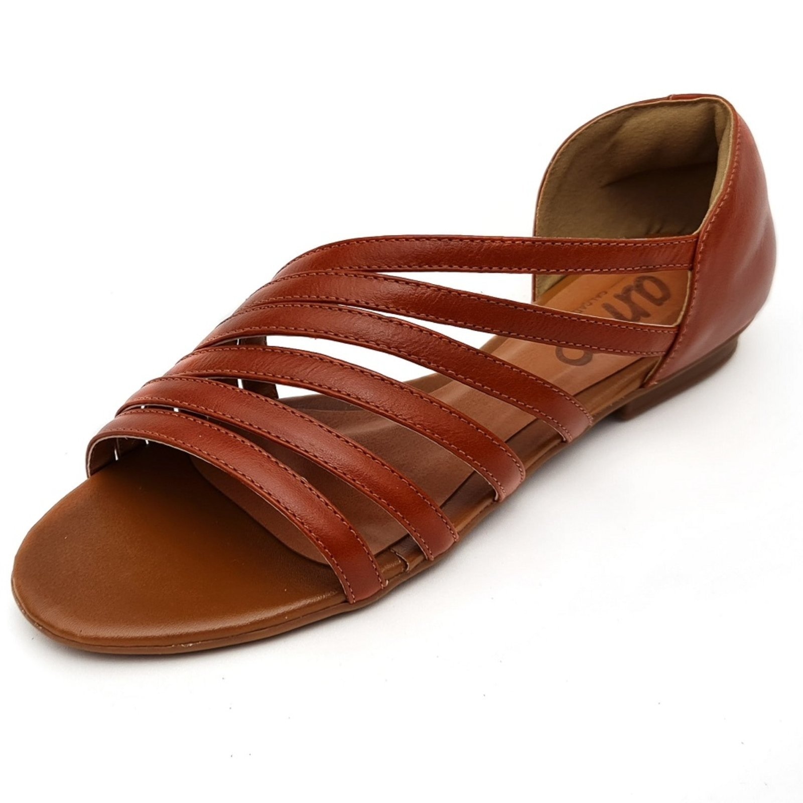 Imagem principal Sandália Rasteira em Couro Amo Calçados Romana Amo Calçados caramelo