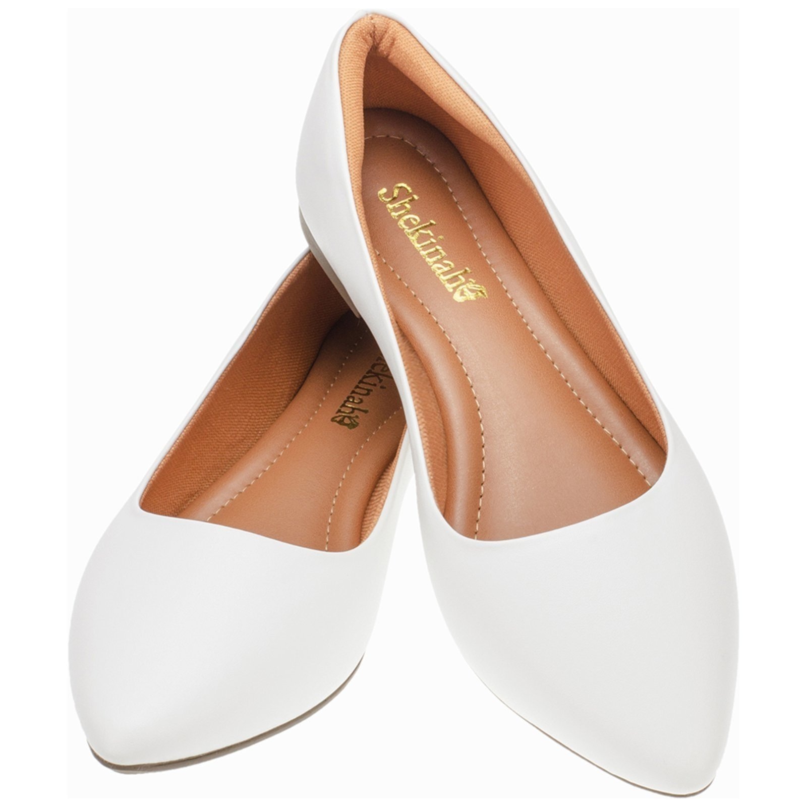 Imagem principal Sapatilha Bico Fino Lisa Confortável Casual Moda Shekinah Branca Shekinah branco