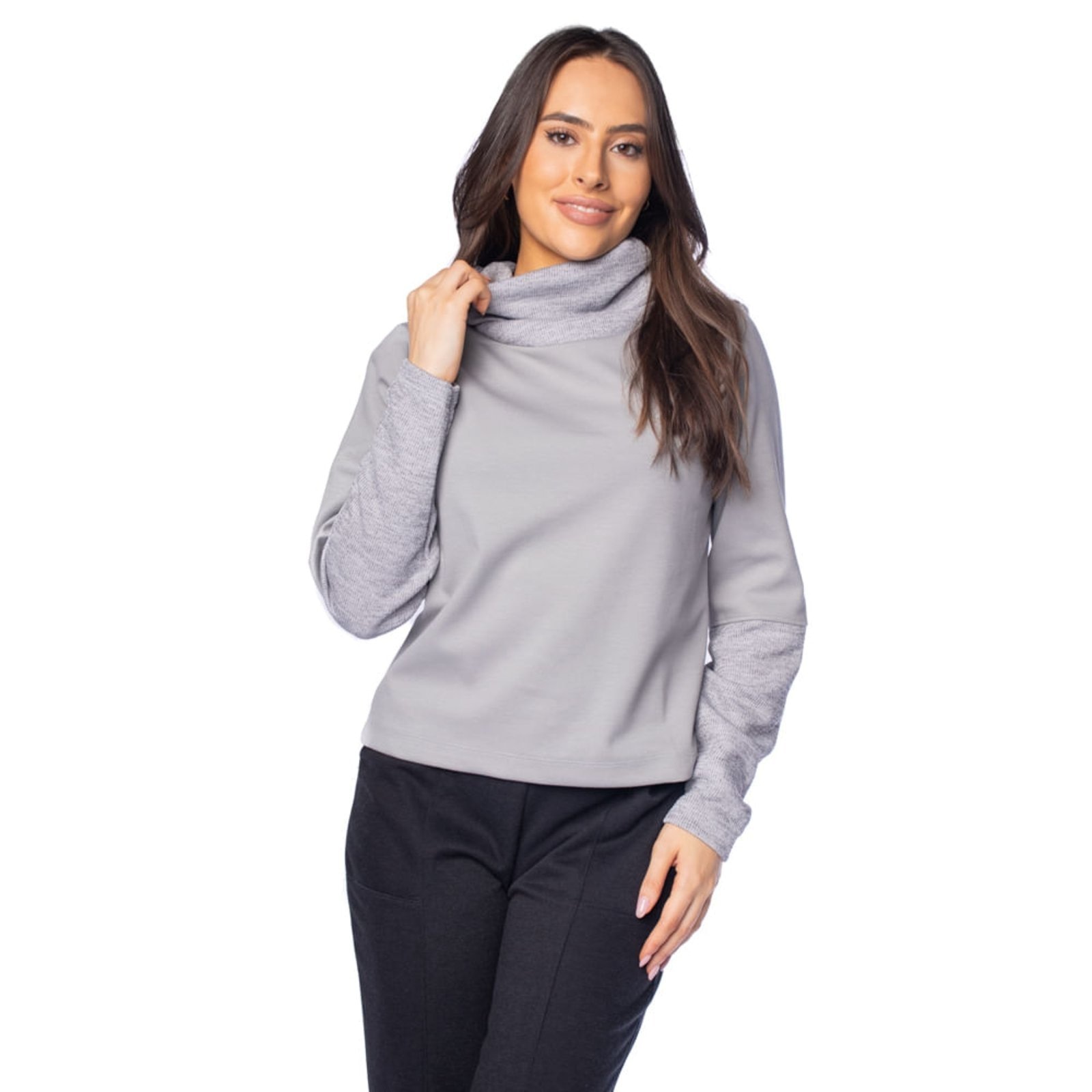 Imagem principal Blusão Feminino Olho Fatal Gola Alta Canelada Olho Fatal cinza