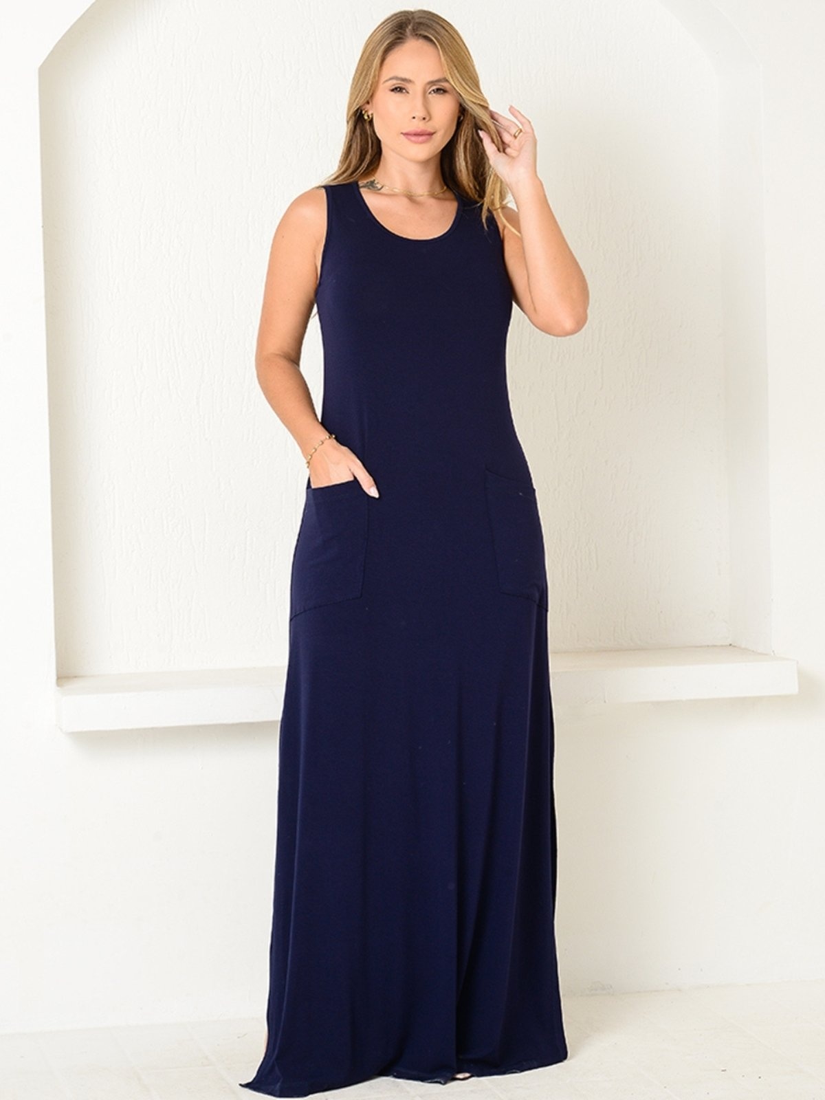 Imagem principal Vestido com Fendas Laterais BBonnie Catarina BBonnie azul marinho