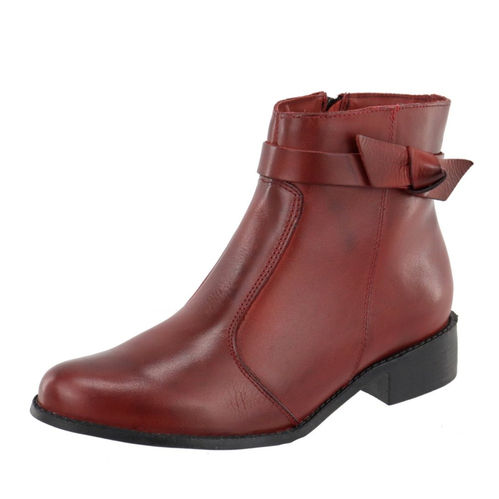 Imagem principal Bota Feminina Casual Nó Em Couro Cano Curto Maria Paula Morango MARIA PAULA vermelho