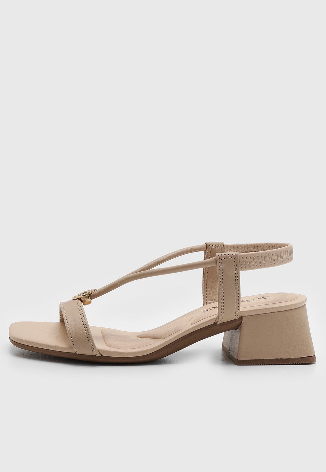 Imagem principal Sandália Feminina cê Salto Bloco Detalhe Metálico BEBECÊ bege