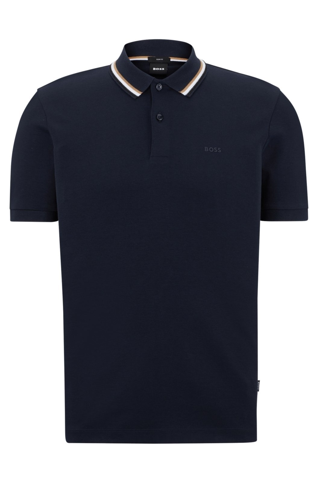 Imagem principal Polo De Ajuste Slim Em Algodão Com Colarinho Às Riscas Boss azul marinho