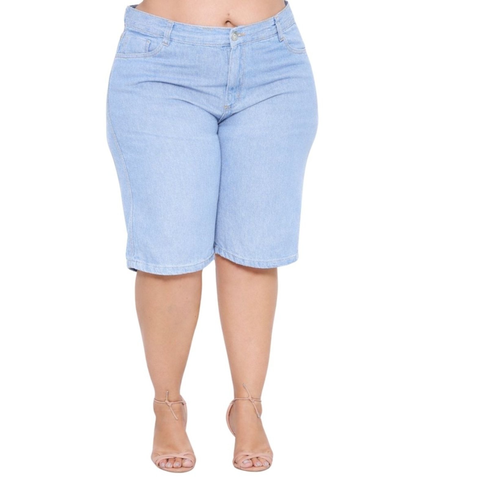 Imagem principal Bermuda Feminina Plus Size Jeans Claro Angela Jeans Loka azul