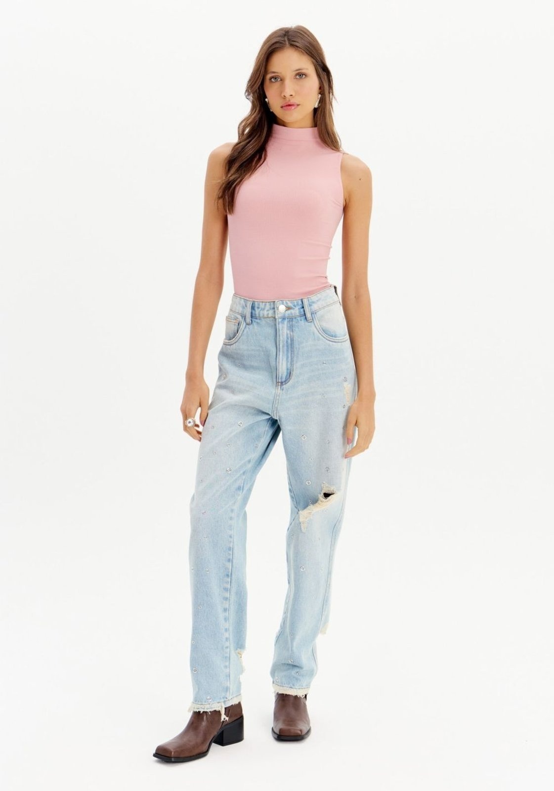 Imagem principal Calça Jeans Tapered Com Aplicações My Favorite Things azul