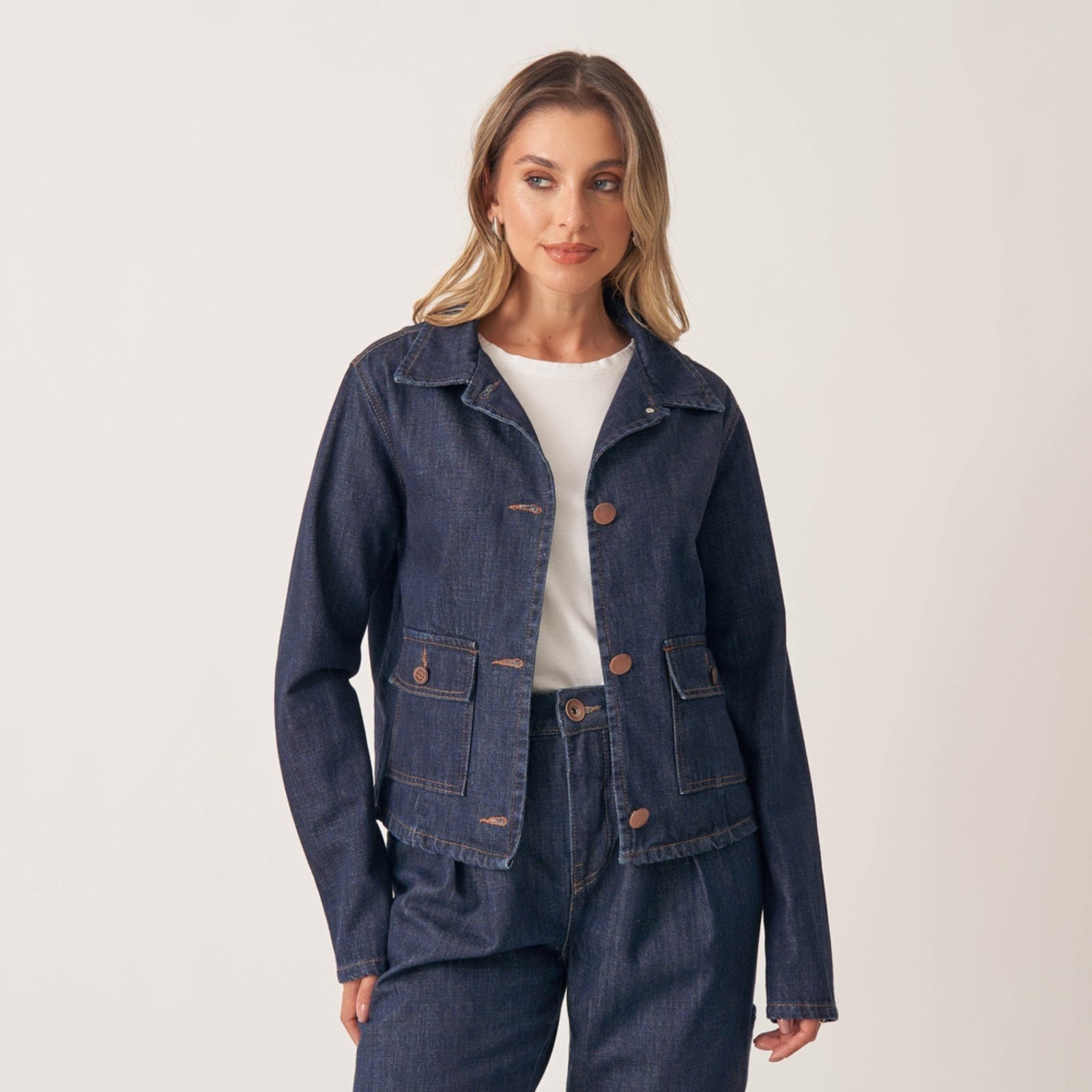 Imagem principal Jaqueta Camisa Jeans Bolso Cargo Pence Bloom nude