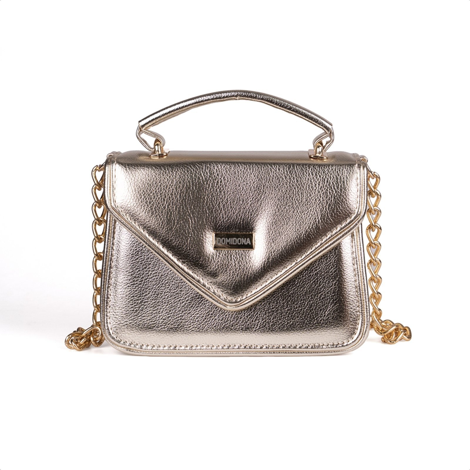 Imagem principal Bolsa Feminina Dourada Domidona Tiracolo Metalizada Corrente Alça Ajustável Domidona preto