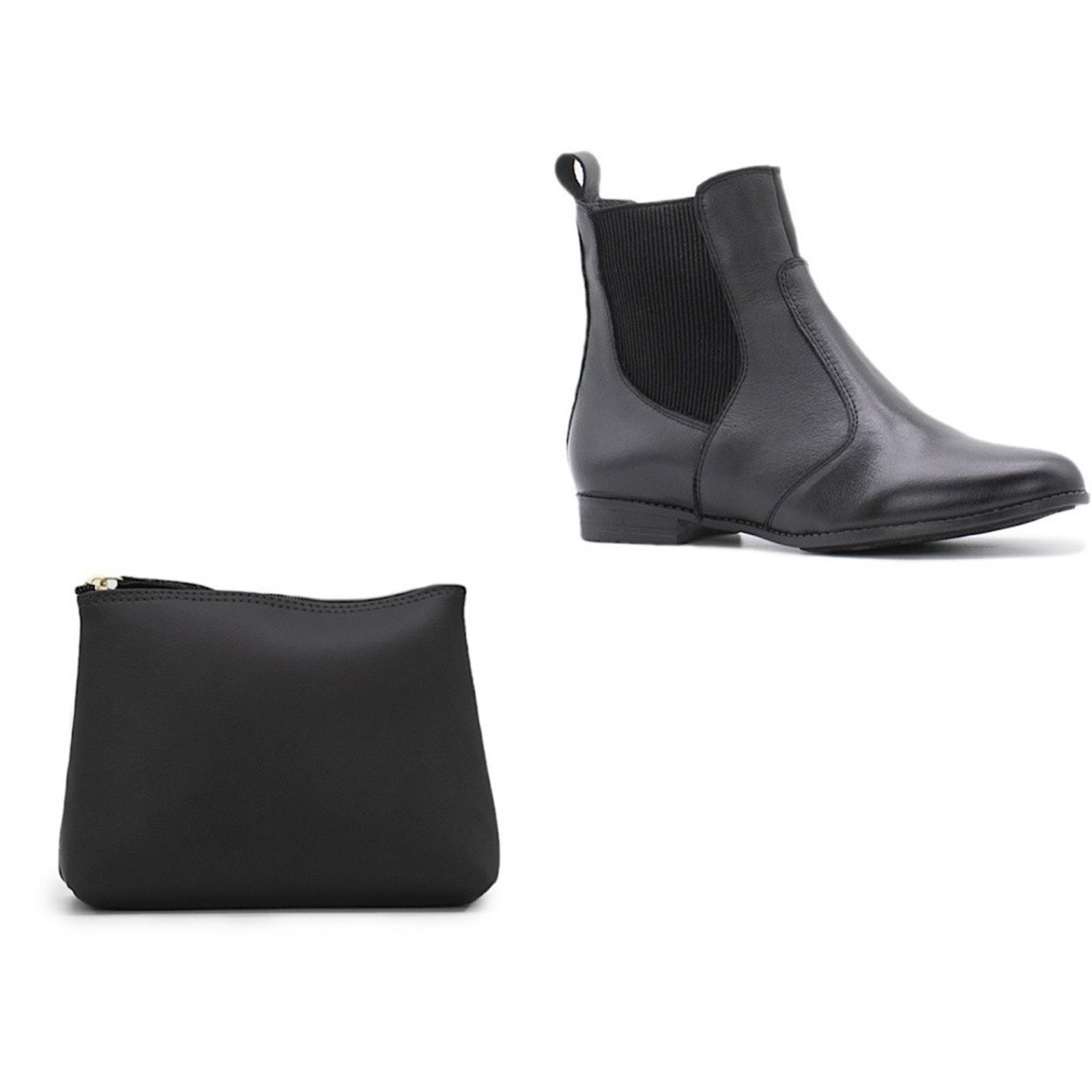 Imagem principal Kit Bota Chelsea Feminina de Couro com Necesserie TELLINI STORE preto