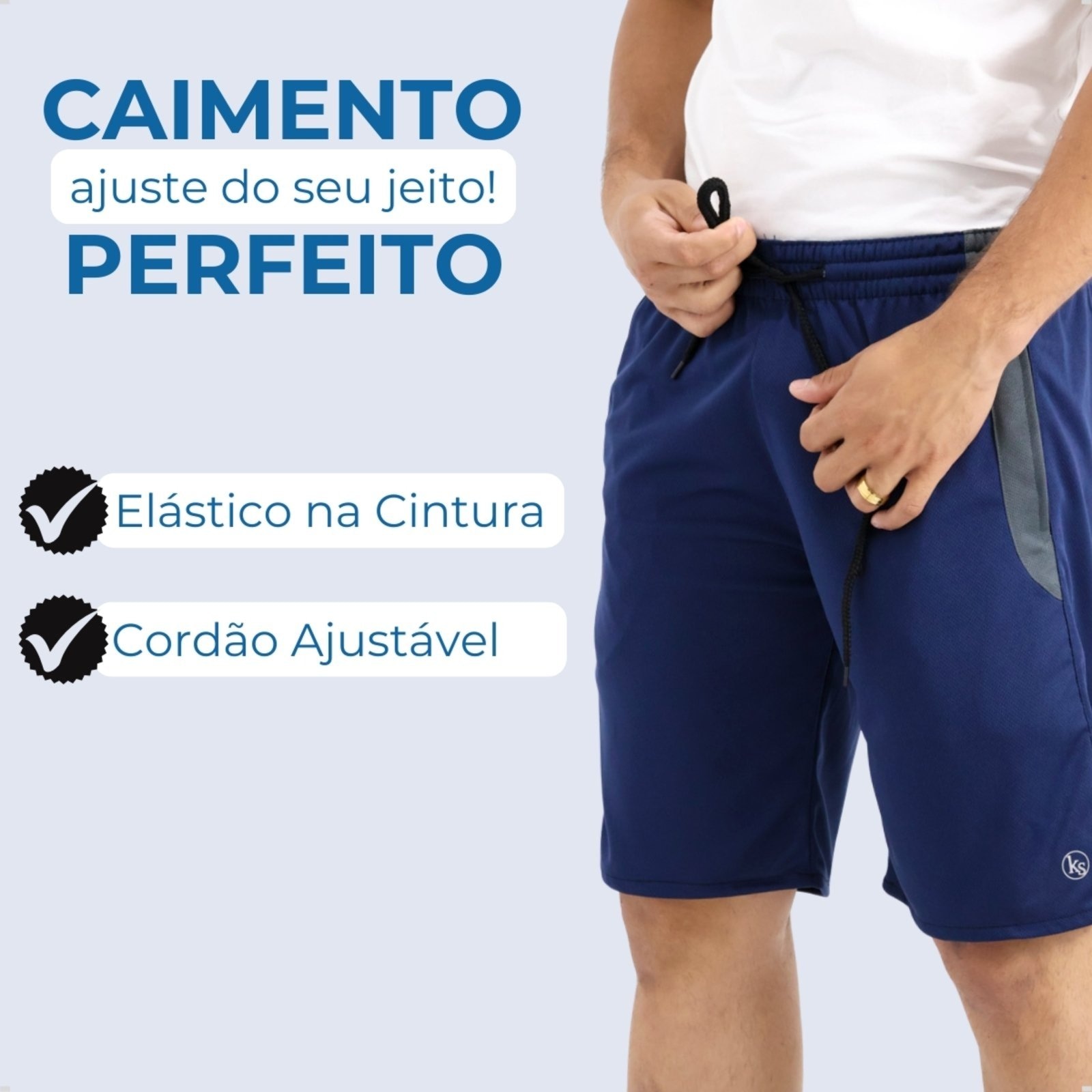 Imagem principal Bermuda Masculina Esporte Dry Fit Short Treino Academia Cross Corrida KS azul/azul marinho