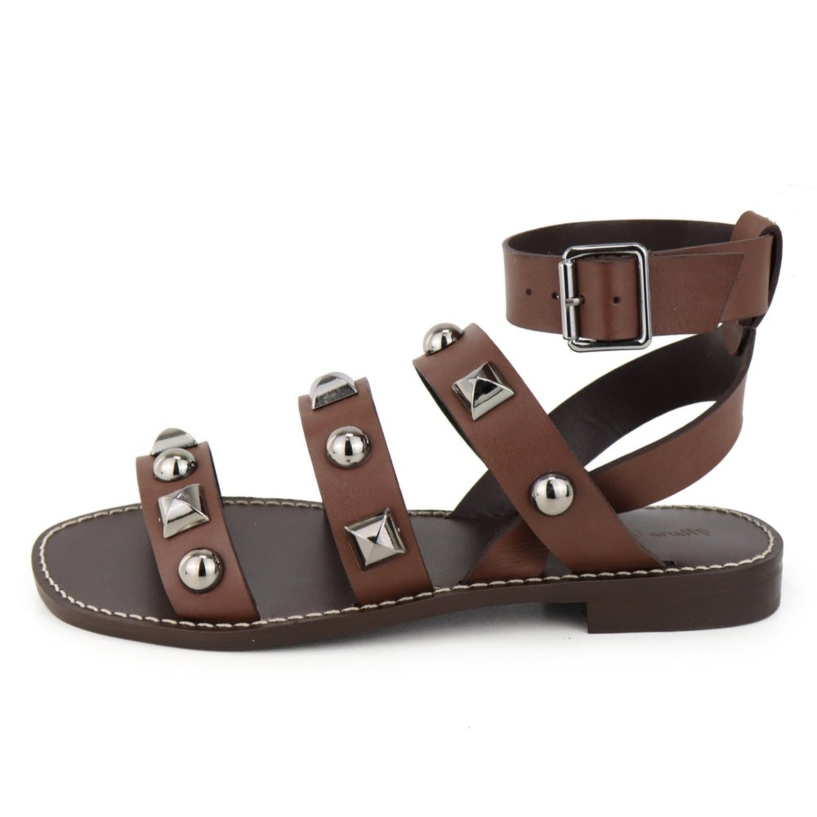 Imagem principal Sandália Rasteira Feminina em Couro Pirâmide Maria Paula Cacau MARIA PAULA marrom