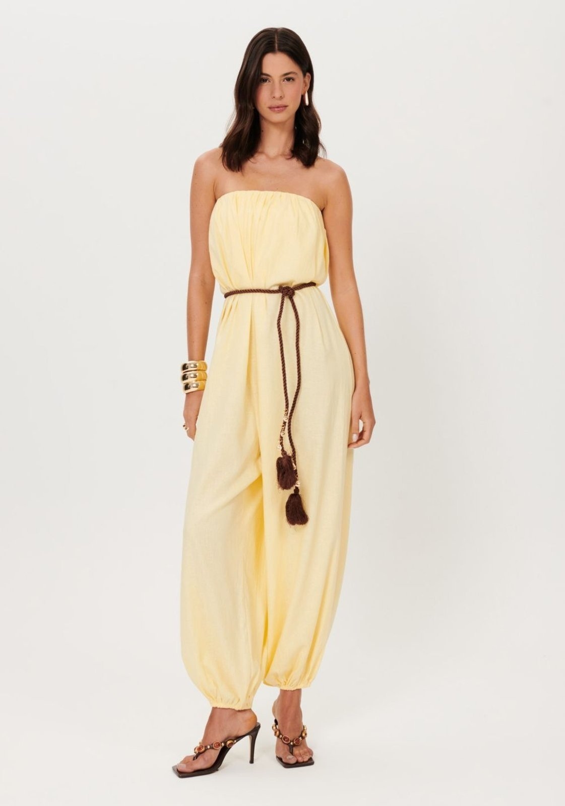 Imagem principal Macacão Sem Alças Com Linho Lança Perfume amarelo