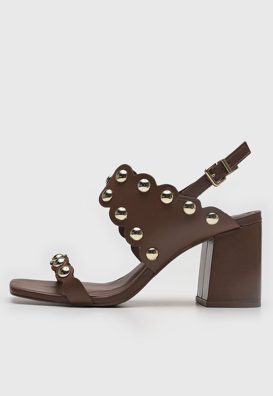 Imagem principal Sandália Feminina Loucos e Santos Salto Bloco Aplicações Douradas Loucos e Santos marrom